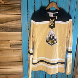 Champion Purdue University hockey style pullover hoodie sweatshirt size M yellow